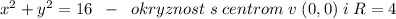 x^2+y^2=16\; \; -\; \; okryznost\; s \; centrom\; v \; (0,0)\; i\; R=4