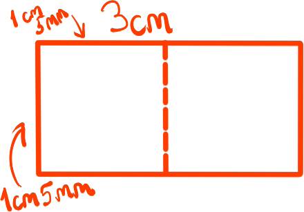 Построй такой прямоугольник,ширина которого3см,чтобы его можно было поделить на 2квадрата