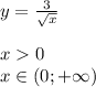 y=\frac{3}{ \sqrt{x} } \\\\x0\\x\in(0;+\infty)