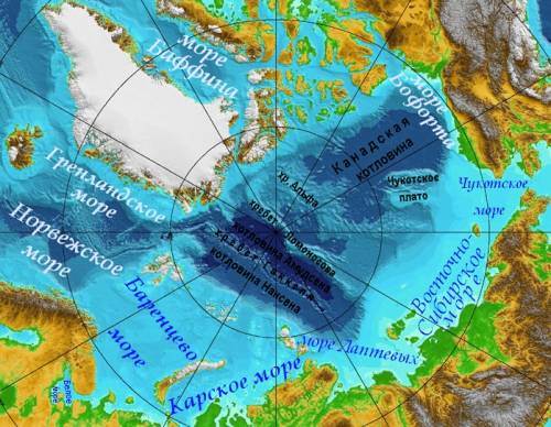 Хребты и котловины северно-ледовитого океана.