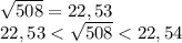 \sqrt{508}=22,53\\22,53