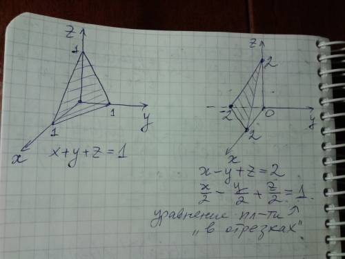 Нарисовать плоскость d: x+y+z=1 d: x-y+z=2