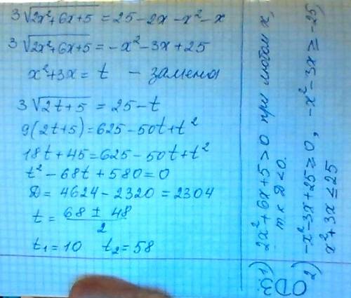 Х(х+1)+3 корня из (2х^2+6х+5)=25-2х