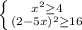 \left \{ {{ x^{2} \geq 4} \atop {(2-5x)^{2} \geq 16}} \right.