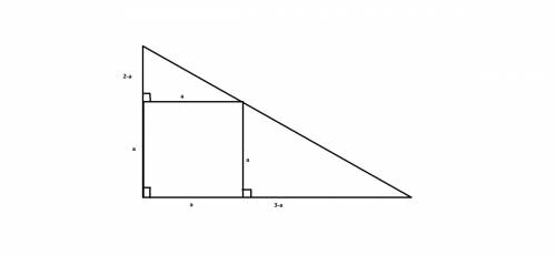 Дан прямоугольник с катетами 2 и 3см. найдите площадь квадрата, вписанного в этот треугольник ( верш