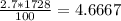 \frac{2.7*1728}{100} =4.6667