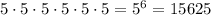 5\cdot 5\cdot 5\cdot 5\cdot 5\cdot 5=5^6=15625