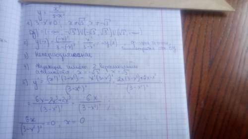 Провести полное исследование функции и построить её график y=x^2/(3-x^2)