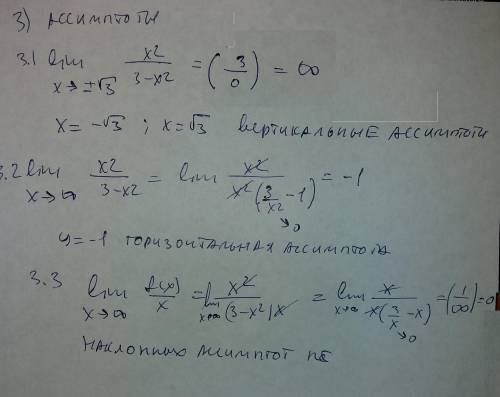 Провести полное исследование функции и построить её график y=x^2/(3-x^2)