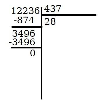 Как решить в столбик 12236: 437? с минусом не решаем!