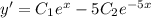 y'=C_1e^x-5C_2e^{-5x}