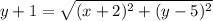 y+1 = \sqrt{(x+2)^2 + (y-5)^2}