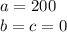 a=200\\&#10;b=c=0\\&#10;