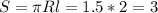 S=\pi Rl=1.5*2=3