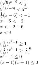 Решите уравнение 1). (√5)^x-6< 1/5 2). (2/13)^(x2-1)_> 1