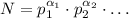 N=p_1^{\alpha_1}\cdot p_2^{\alpha_2}\cdot\dots