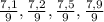 \frac{7,1}{9}, \frac{7,2}{9}, \frac{7,5}{9}, \frac{7,9}{9}