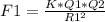 F1= \frac{K*Q1*Q2}{R1^2}