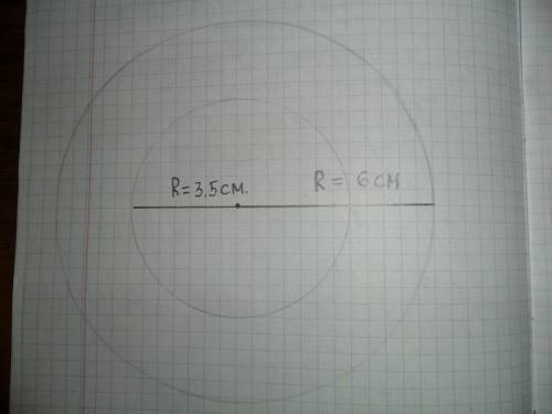 Две окружности имеют общий центр , радиус одной окружности -6 см , а радиус второй окружности 7/24 д