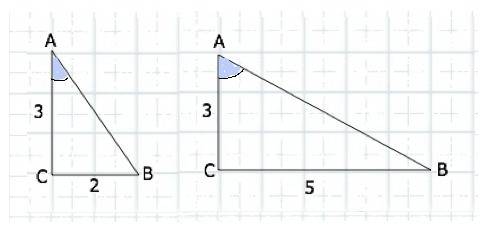 Постройте прямоугольный треугольник, тангенс. острого угла которого равен: 2/3,5/3