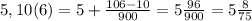 5,10(6)=5+ \frac{106-10}{900}=5 \frac{96}{900} =5 \frac{8}{75}