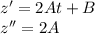 z'=2At+B\\ z''=2A