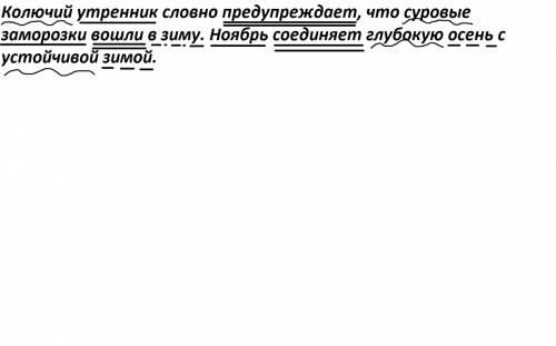 Колючий утренник словно , что суровые заморозки вошли в зиму. ноябрь соединяет глубокую осень с усто