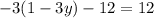 -3(1-3y)-12=12