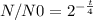 N/N0=2 ^{- \frac{t}{4} }