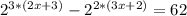 2^{3*(2x+3)}-2^{2*(3x+2)}=62