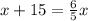 x+15= \frac{6}{5} x