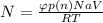 N = \frac{\varphi p(n)NaV}{RT}