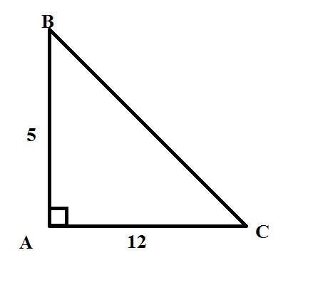 Упрямоугольного треугольника кареты равны 5 и 12. найдите гипотенузу