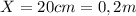 X= 20 cm= 0,2 m