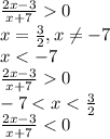 \frac{2x-3}{x+7} 0 \\ x= \frac{3}{2}, x \neq -7 \\ x0 \\ -7