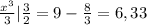 \frac{ x^{3}}{3} | \frac{3}{2} =9- \frac{8}{3} =6,33