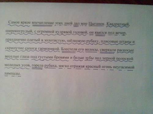 Сделайте разбор каждого предложения: самое яркое впечатление этих дней дал мне цыганок. квадратный,