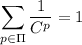 \displaystyle&#10;\sum_{p\in\Pi}\frac{1}{C^p}=1