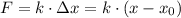 F=k\cdot \Delta x=k\cdot (x-x_0)