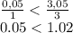 \frac{0,05}{1} < \frac{3,05}{3} \\ 0.05 < 1.02