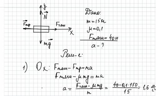 Тело массой 15 кг движется по горизонтальной плоскости под действием силы тяги fт,направленной гориз