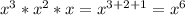 x^3*x^2*x=x^{3+2+1}=x^6