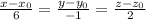 \frac{x-x_0}{6}=\frac{y-y_0}{-1}=\frac{z-z_0}{2}