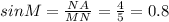 sinM= \frac{NA}{MN}= \frac{4}{5}=0.8