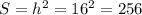 S=h^2=16^2=256