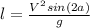 l = \frac{V^{2} sin(2a) }{g}