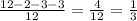 \frac{12-2-3-3}{12} = \frac{4}{12} = \frac{1}{3}