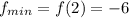 f_{min}=f(2)=-6