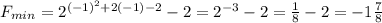 F_{min}=2^{(-1)^2+2(-1)-2}-2=2^{-3}-2= \frac{1}{8} -2=-1 \frac{7}{8}