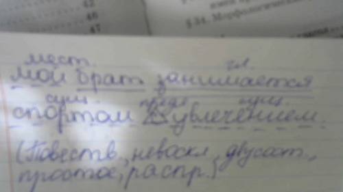Мой брат занимается спортом с увлечением .. синтаксический разбор